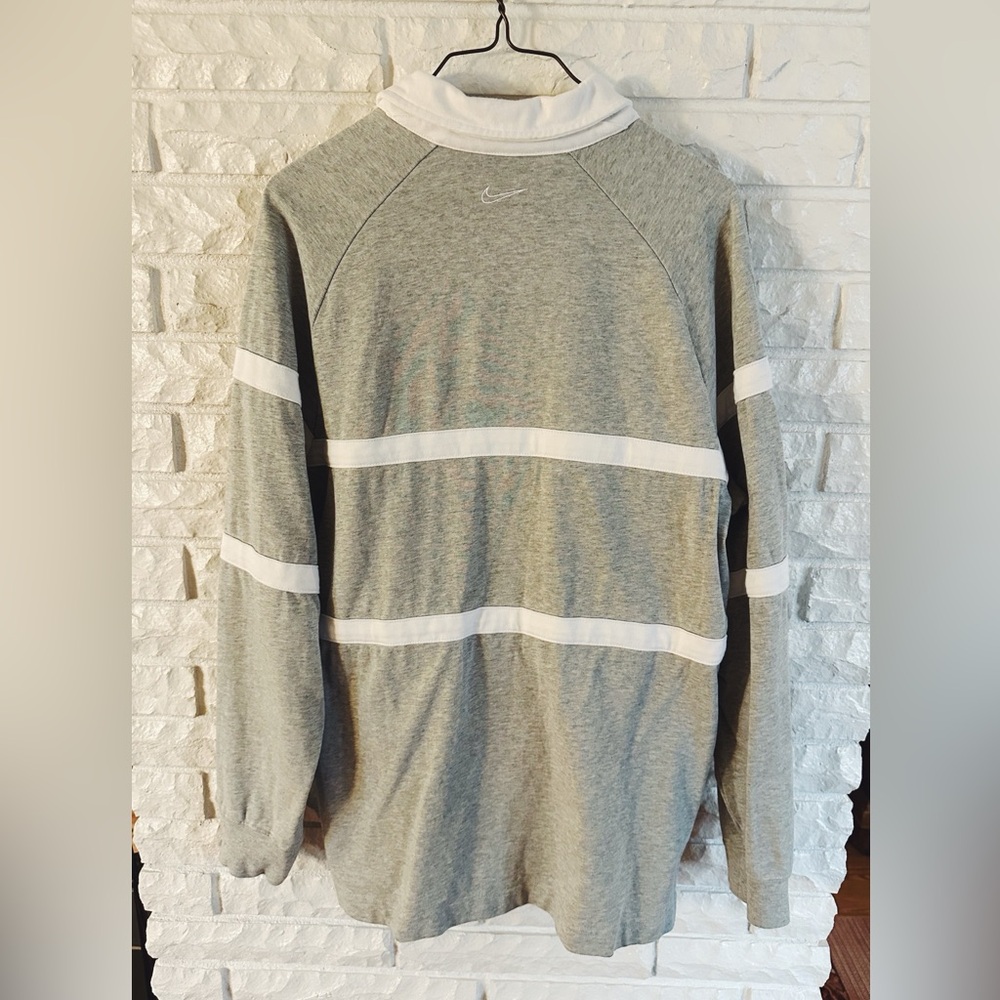 Nike Light Gray and White Swoosh Rugby Polo - Picture 9 of 10